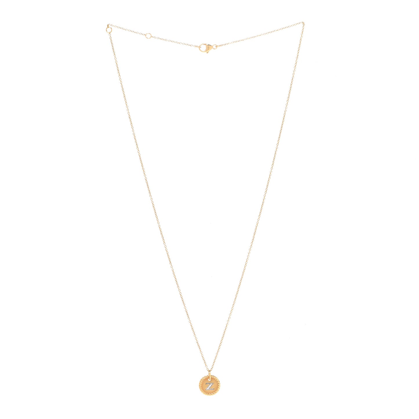 18K Yellow Gold Diamond Initial Z Charm Necklace