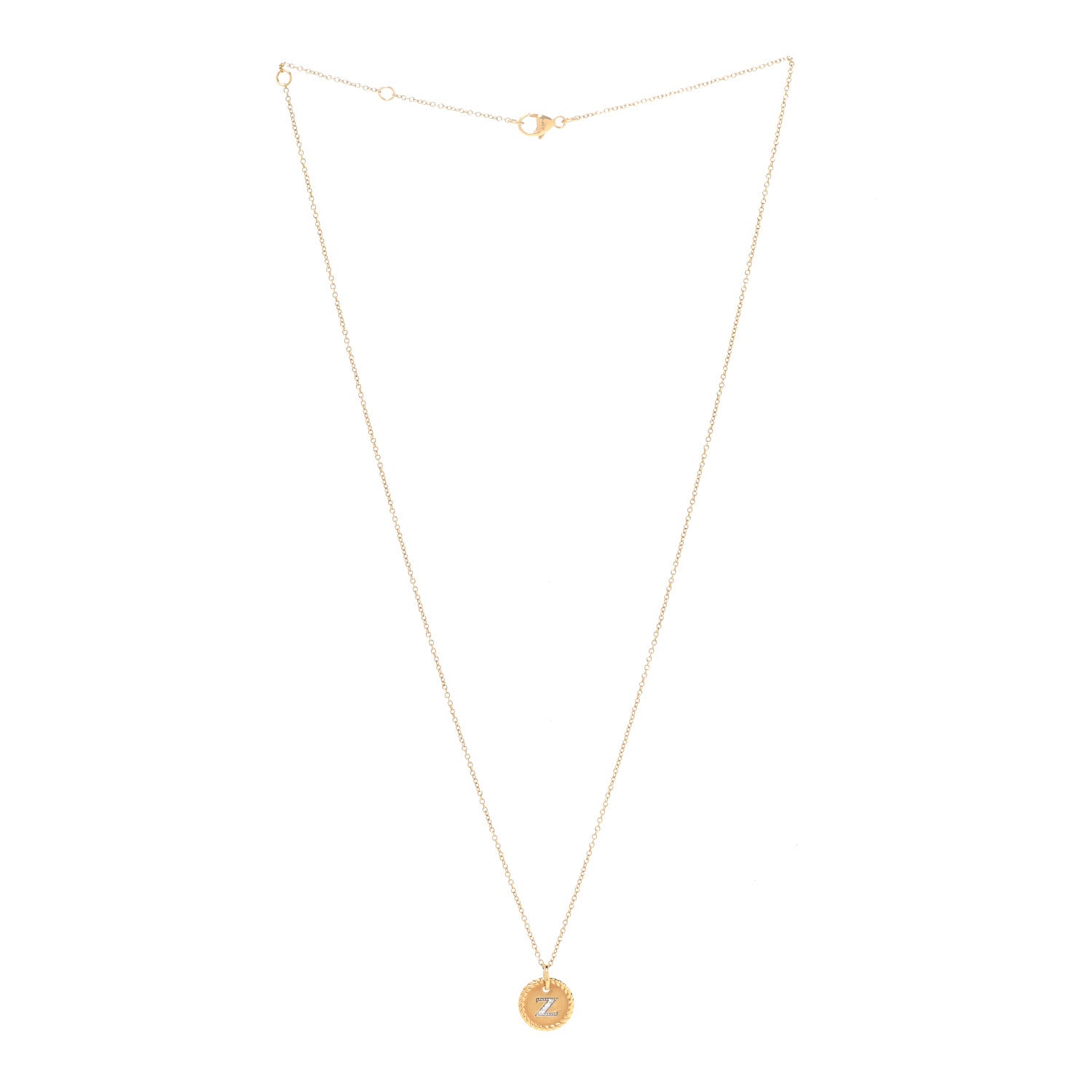 David Yurman 18K Yellow Gold Diamond Initial Z Charm Necklace 3 of 6