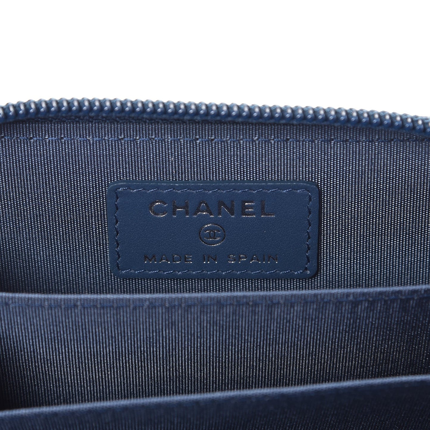 Caviar Quilted Boy Zip Around Coin Purse Wallet Dark Blue