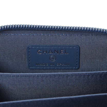 Chanel Caviar Quilted Boy Zip Around Coin Purse Wallet Dark Blue 6 of 8