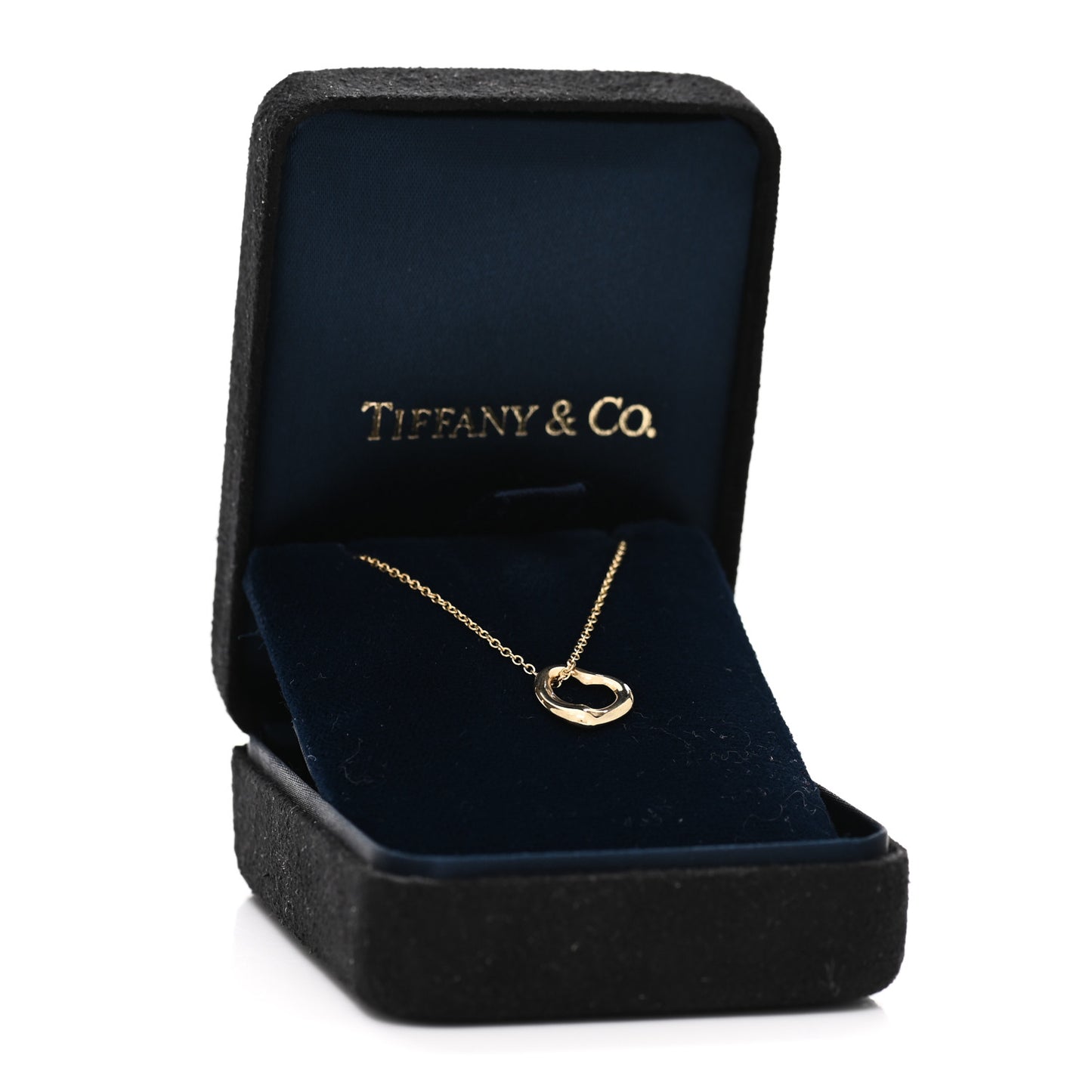 18K Yellow Gold 11mm Elsa Peretti Open Heart Pendant Necklace
