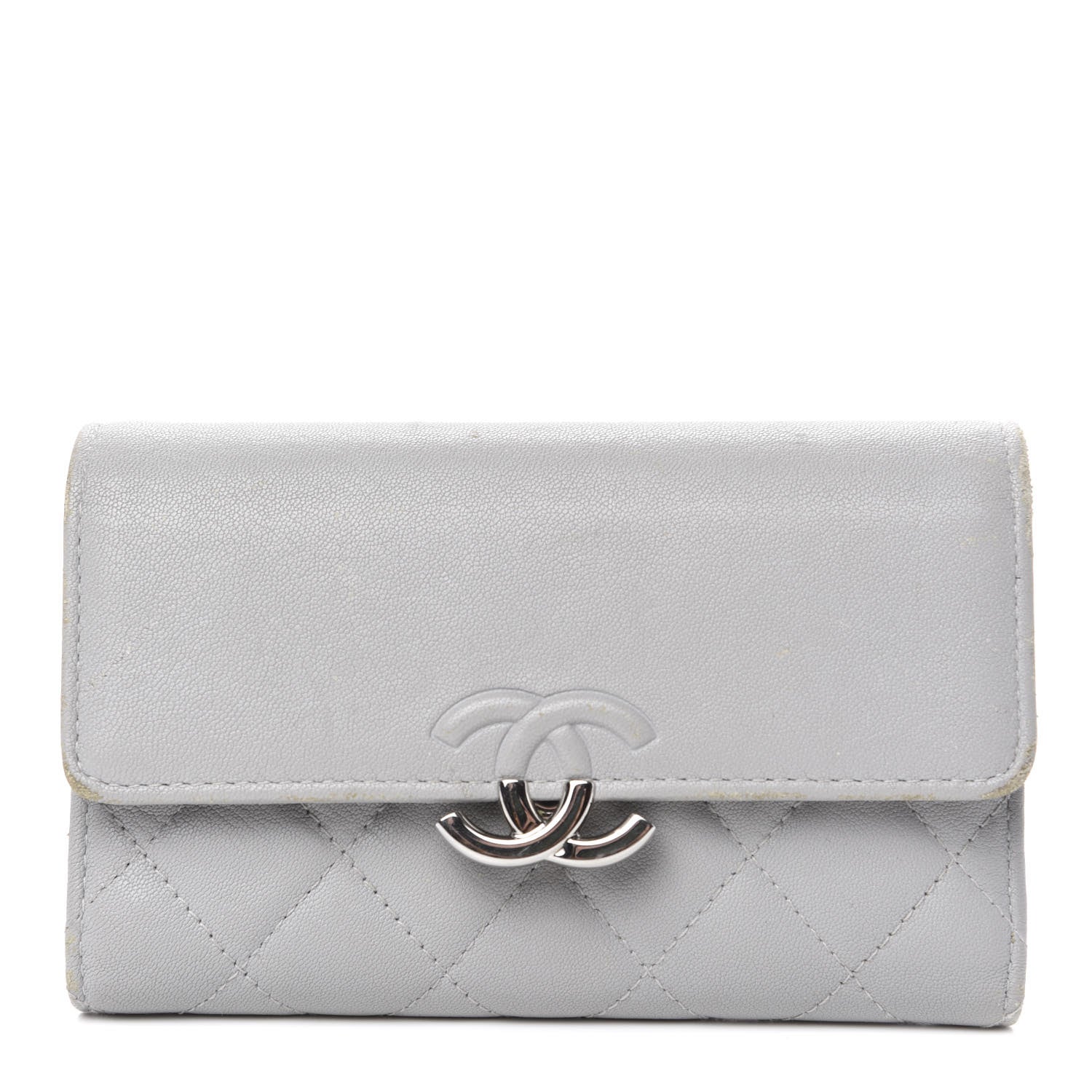 Chanel Lambskin Quilted CC Box Flap Wallet Grey 1 of 11