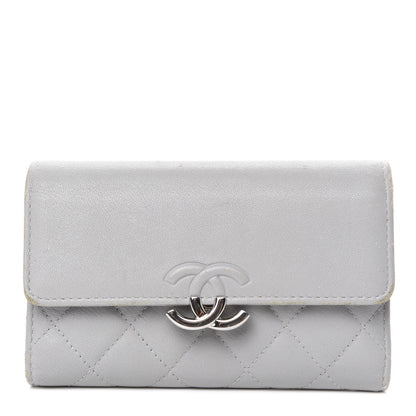 Chanel Lambskin Quilted CC Box Flap Wallet Grey 1 of 11