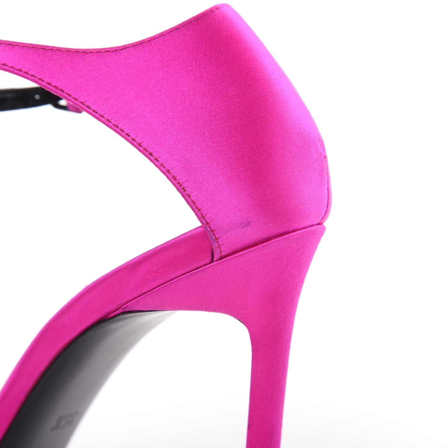 Satin Anja 105 Ankle Strap Pointed Pumps 35.5 Fuchsia