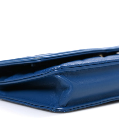 Chanel Caviar Quilted CC Filigree Wallet On Chain WOC Blue 10 of 11