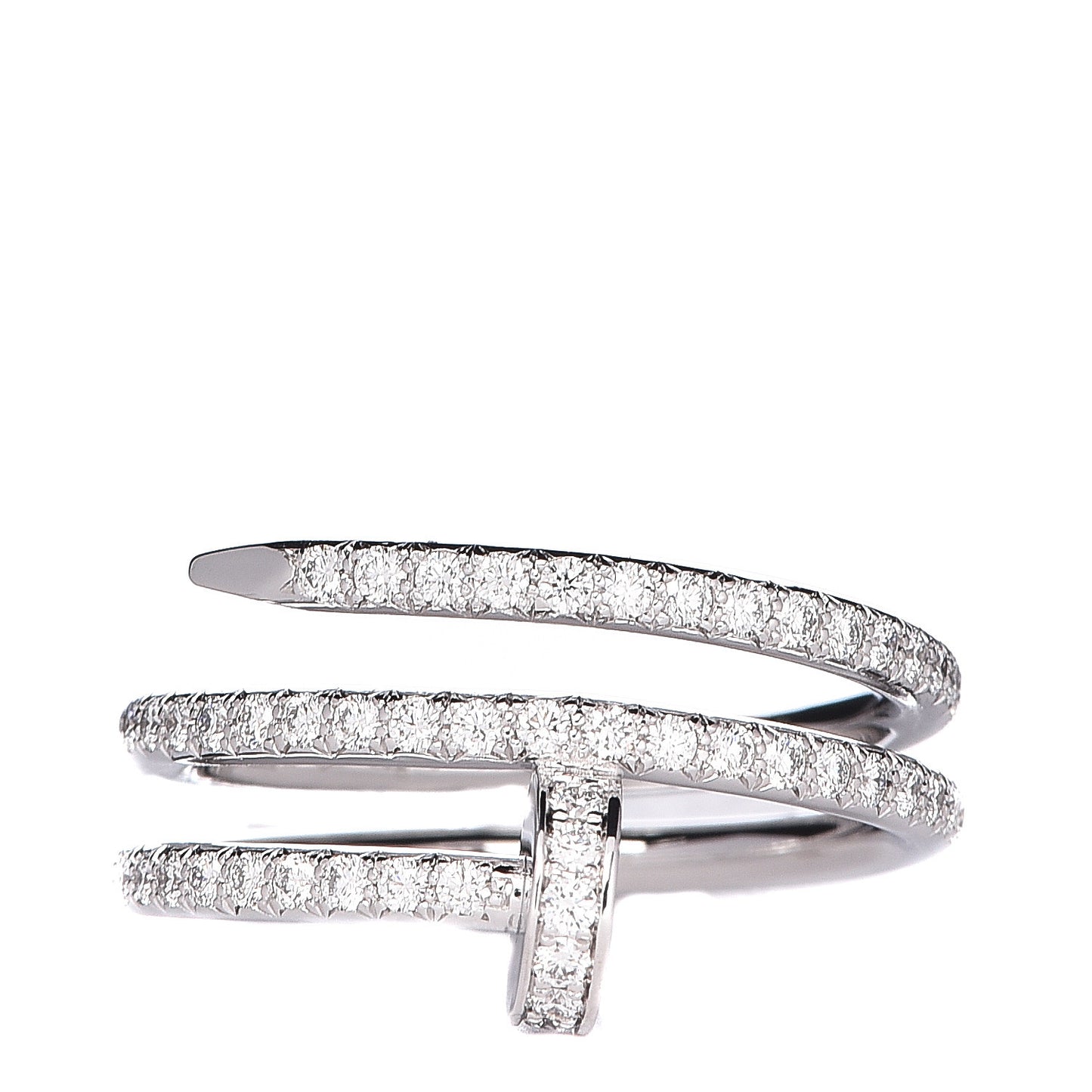 18K White Gold Diamond Double Juste Un Clou Paved Wrap Ring 50 5.25