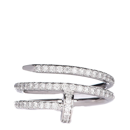 Cartier 18K White Gold Diamond Double Juste Un Clou Paved Wrap Ring 50 5.25 1 of 6