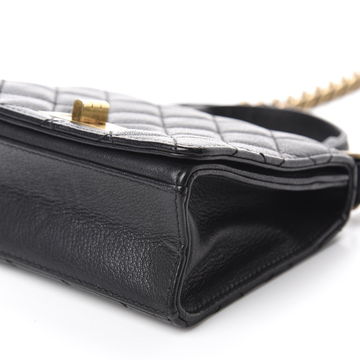 Goatskin Quilted Small Rita Top Handle Flap Black