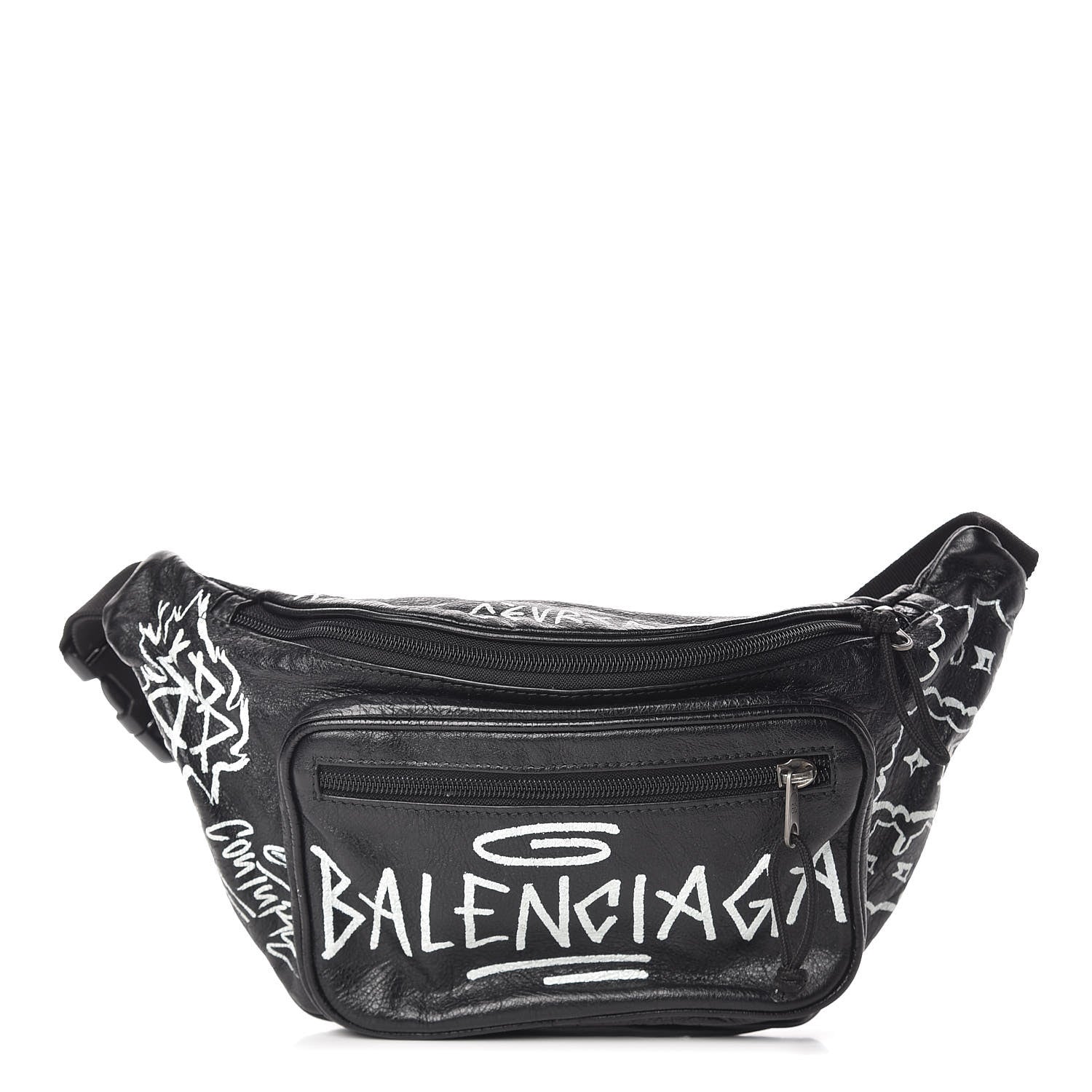 Balenciaga Agneau Arena Graffiti All Over Explorer Belt Bag Black White 1 of 12