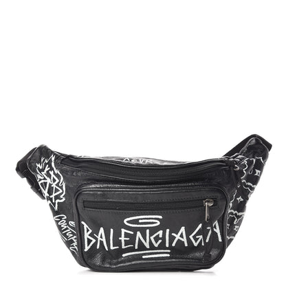Balenciaga Agneau Arena Graffiti All Over Explorer Belt Bag Black White 1 of 12