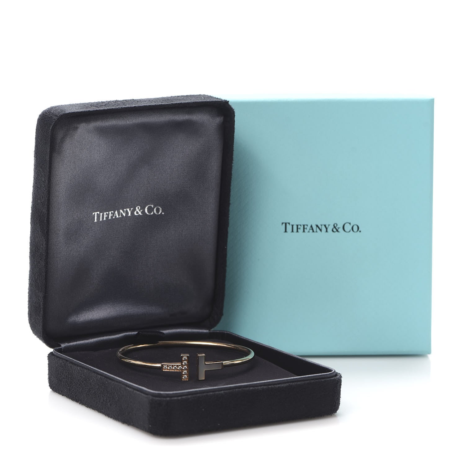 Tiffany 18K Rose Gold Diamond Mother of Pearl T Wire Bracelet 5 of 5