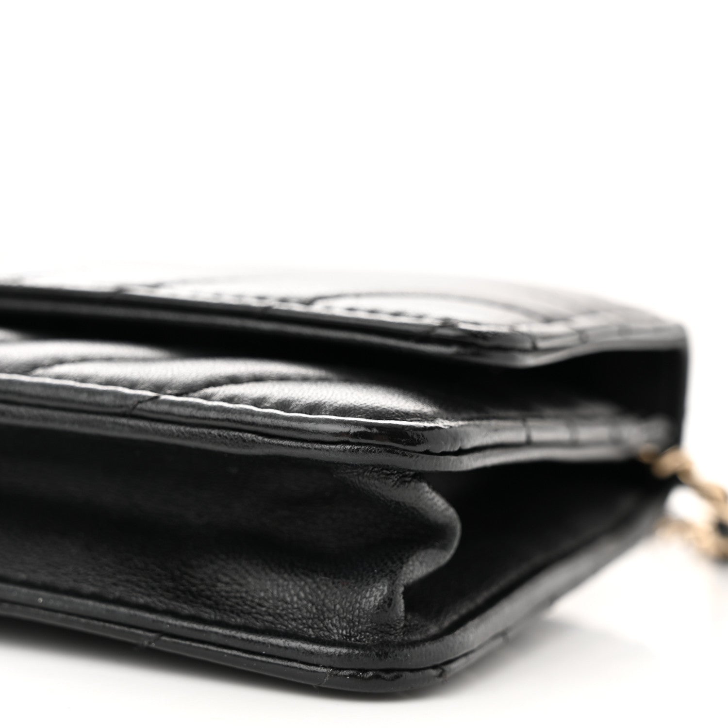 Chanel Lambskin Chevron Quilted Wallet On Chain WOC Black 11 of 12