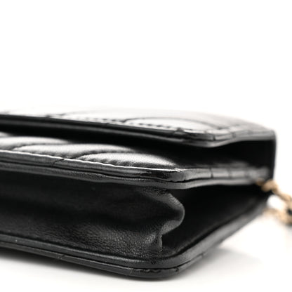 Chanel Lambskin Chevron Quilted Wallet On Chain WOC Black 11 of 12