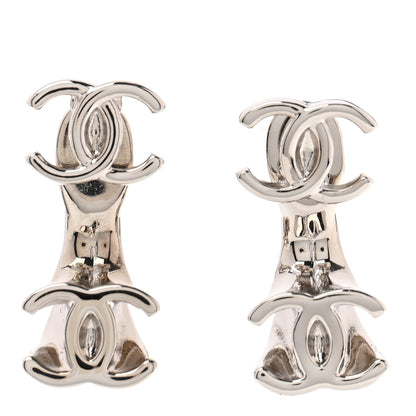 Chanel Metal CC Turnlock Drop Earrings Silver 1 of 6