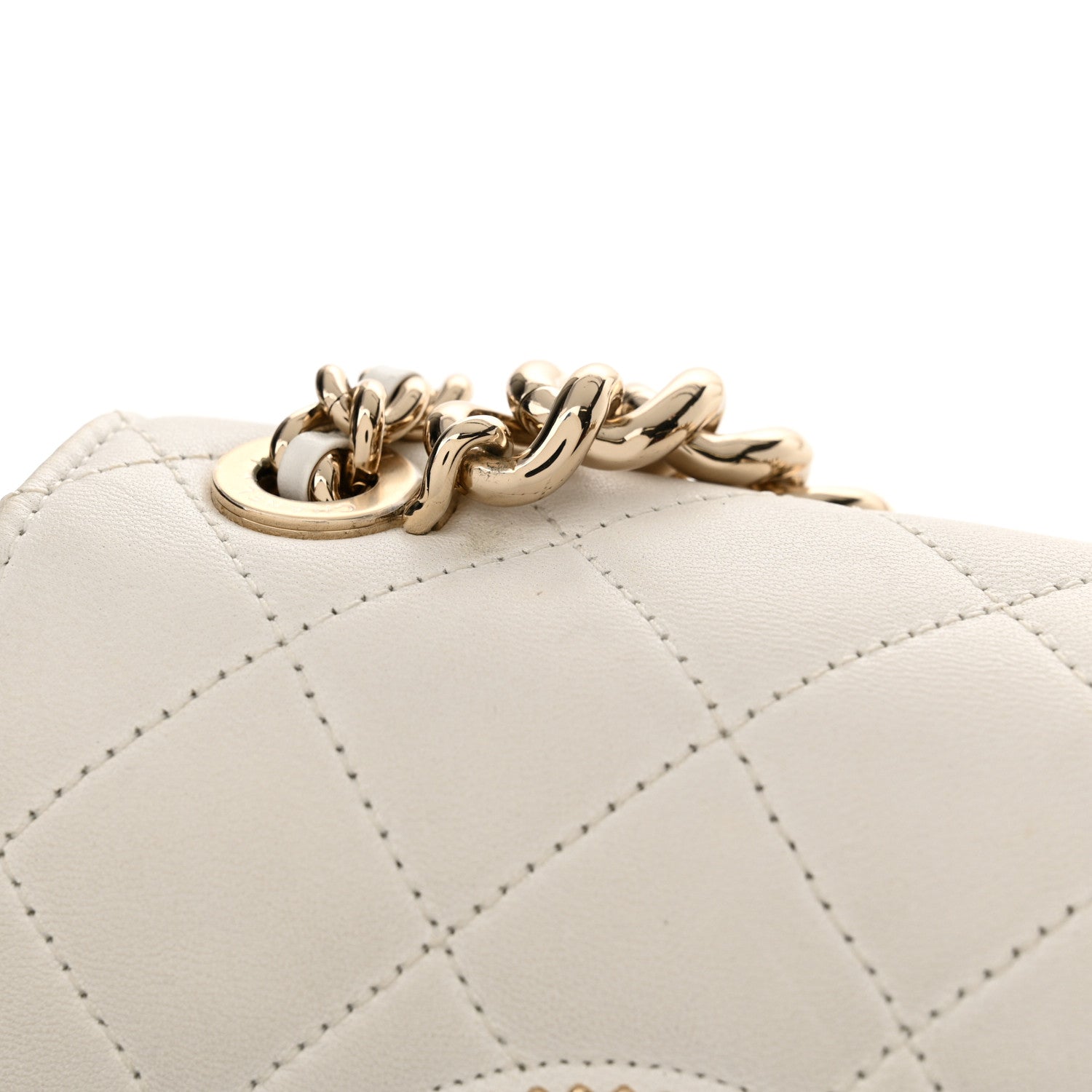 Chanel Lambskin Quilted Studded Beauty Begins Flap White 15 of 17