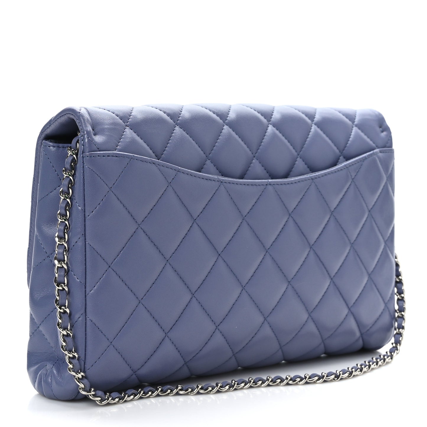 Lambskin Quilted Clutch with Chain Flap Purple