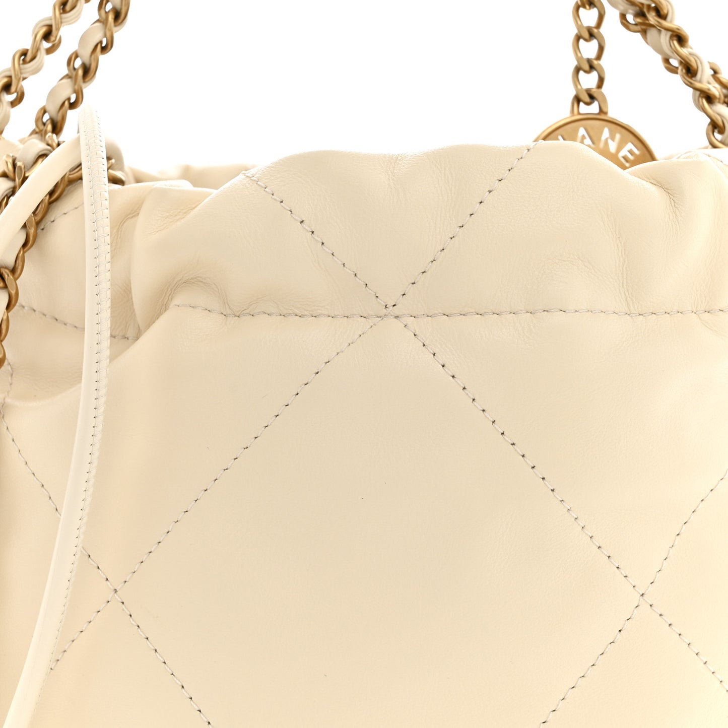 Shiny Calfskin Quilted Mini Chanel 22 Light Beige