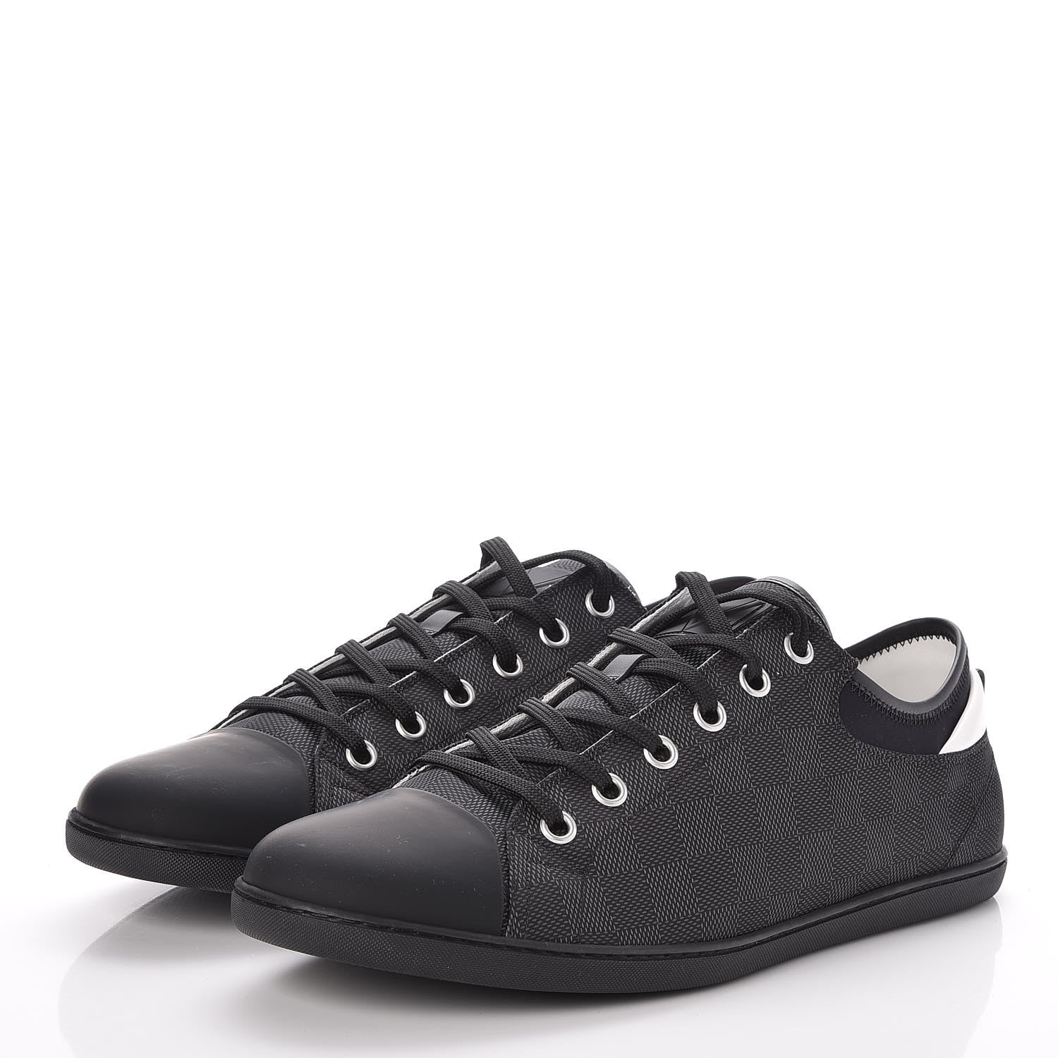 Louis Vuitton Lambskin Damier Graphite Baseball Sneakers 12 Black 3 of 9