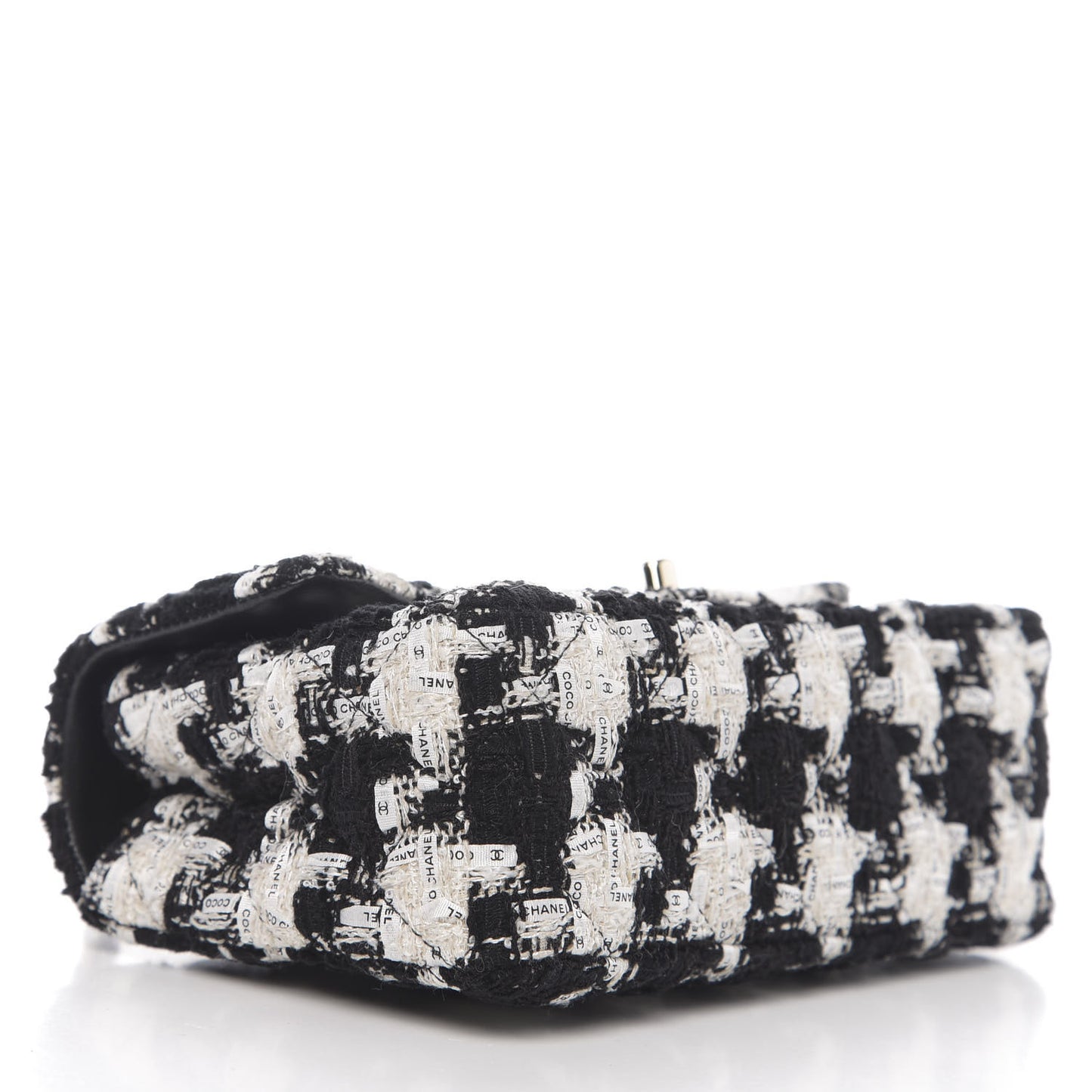 Tweed Quilted Mini Rectangular Flap Black Ecru White