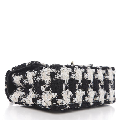 Chanel Tweed Quilted Mini Rectangular Flap Black Ecru White 3 of 10