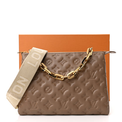 Louis Vuitton Lambskin Embossed Monogram Coussin PM Taupe 10 of 10