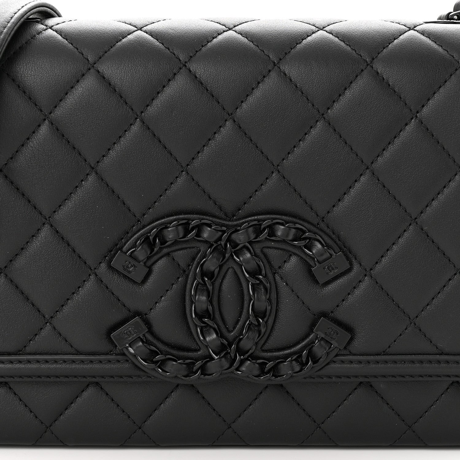 Chanel Lambskin Quilted Medium CC Filigree Flap Black 8 of 11