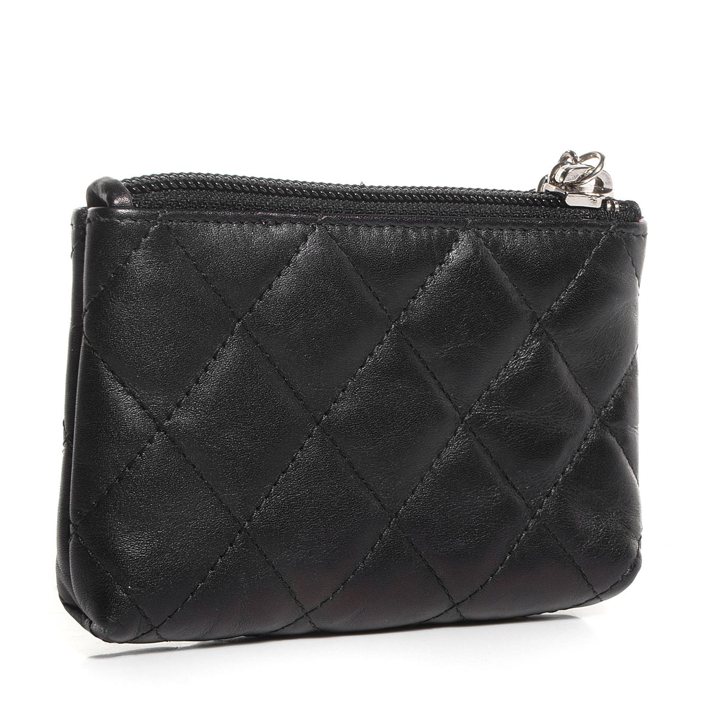 Calfskin Quilted Cambon Key Pouch Black