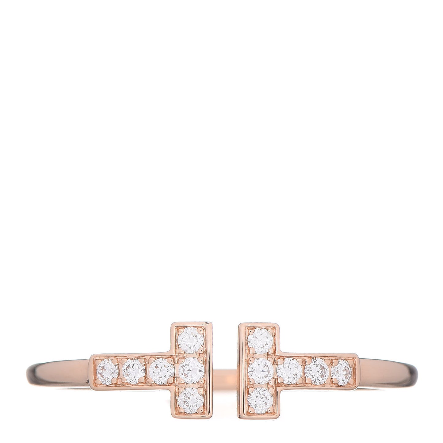 18K Rose Gold Diamond T Wire Ring 60 9.25