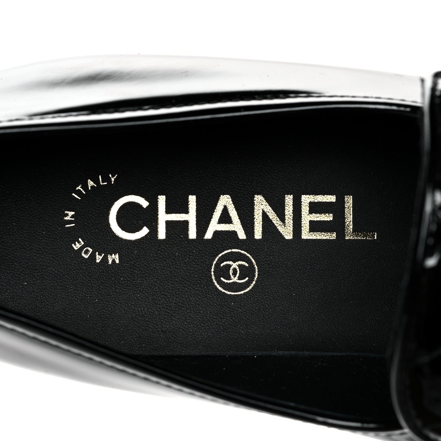 Chanel Patent Calfskin CC Chain Mocassin Loafers 37.5 Black 6 of 7