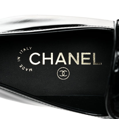 Chanel Patent Calfskin CC Chain Mocassin Loafers 37.5 Black 6 of 7