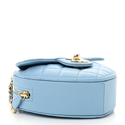 Chanel Lambskin Quilted CC In Love Heart Clutch With Chain Light Blue 3 of 11