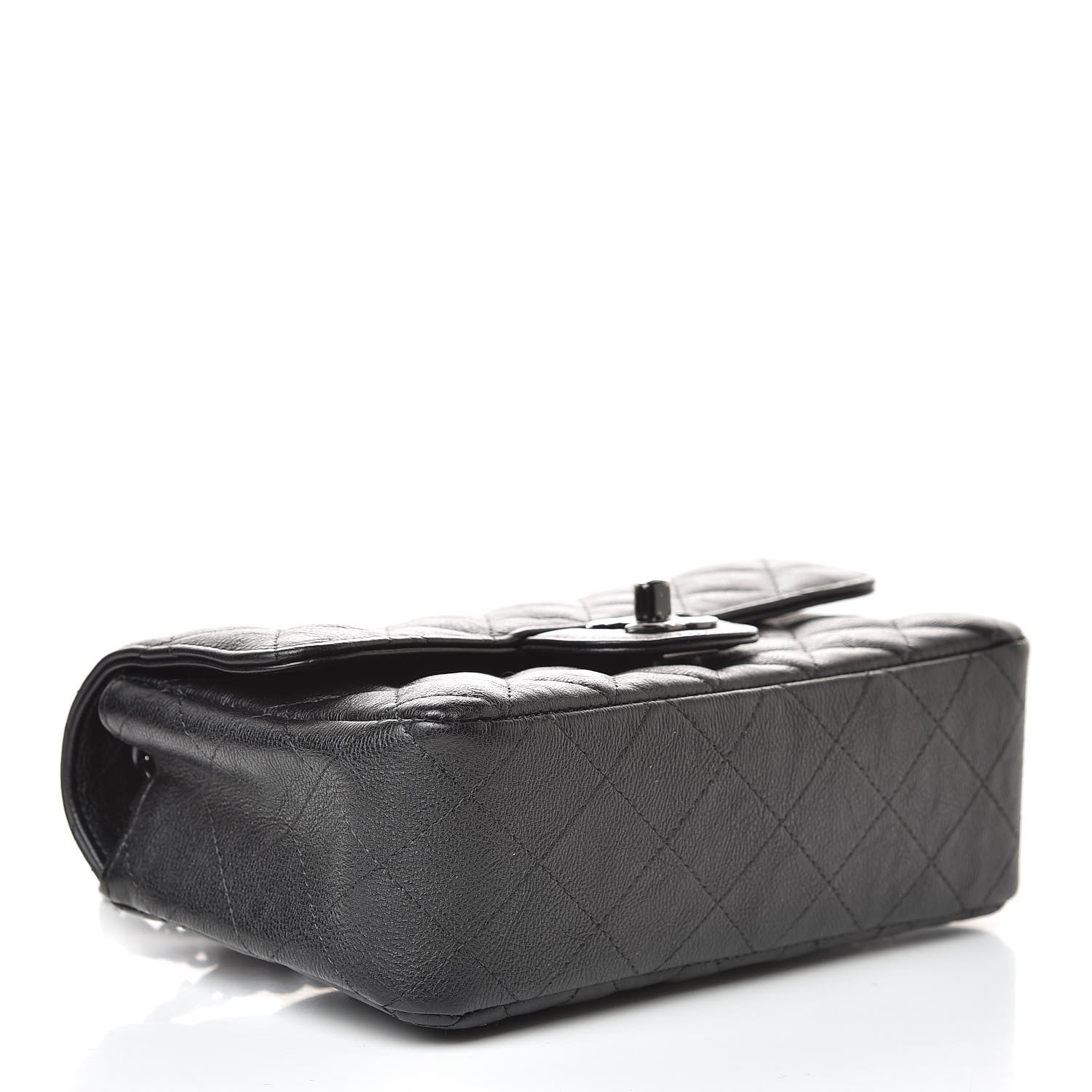 Chanel Crumpled Calfskin Quilted Mini Rectangular Flap So Black 4 of 11