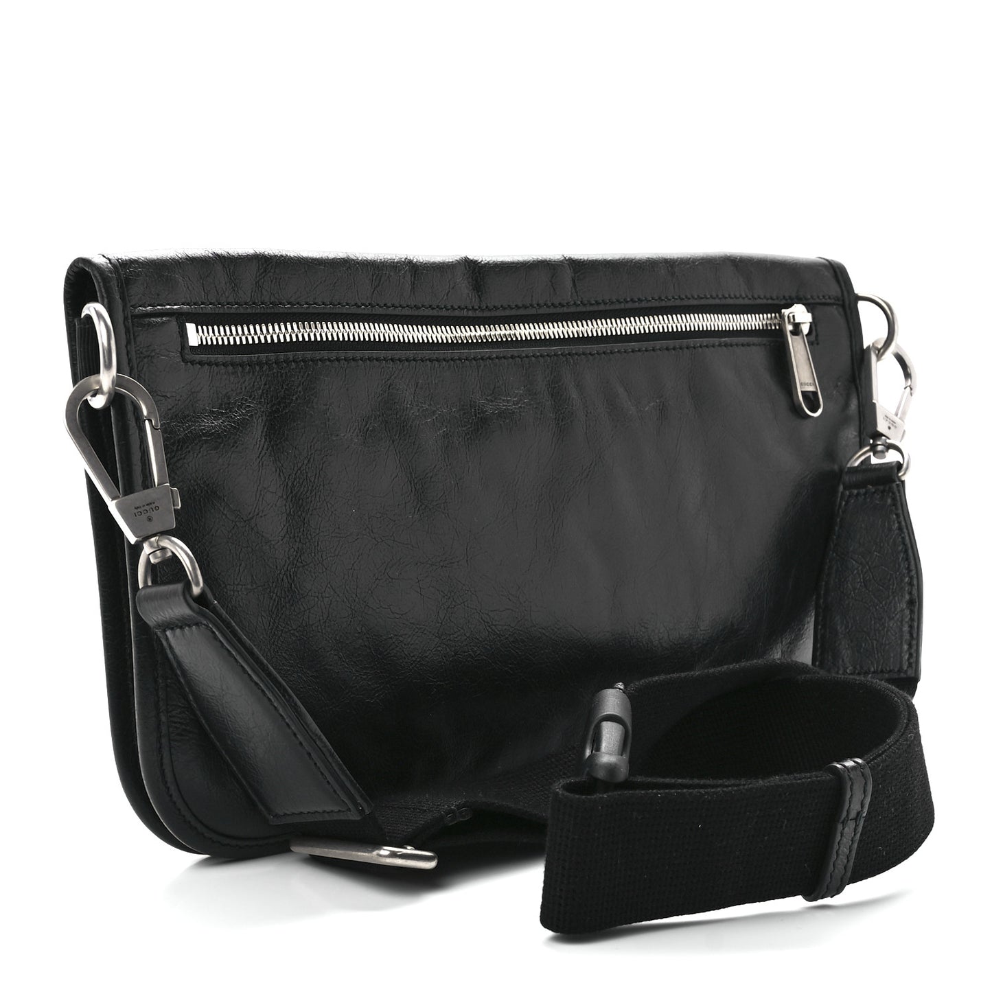 Fluffy Calfskin Morpheus Messenger Bag Black