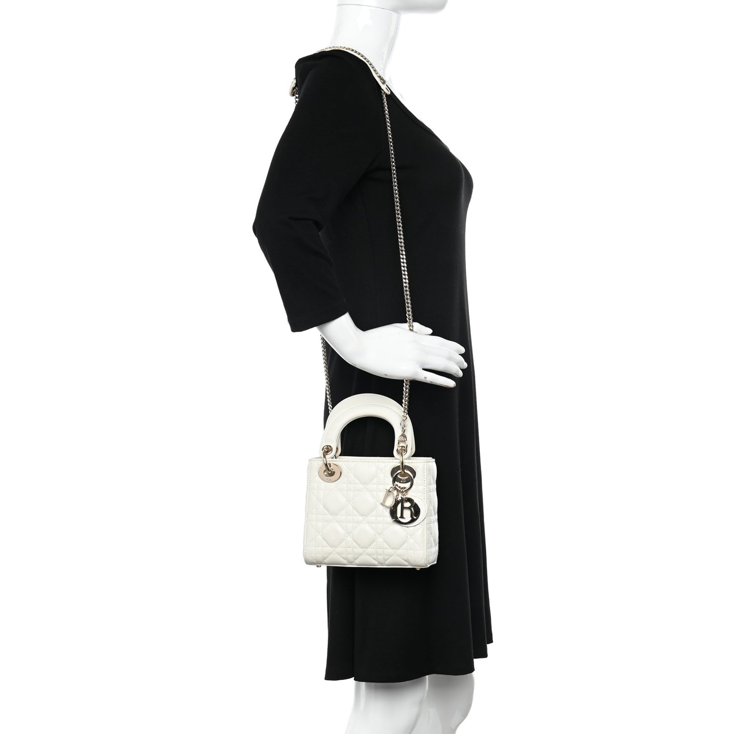 Lambskin Cannage Mini Lady Dior White