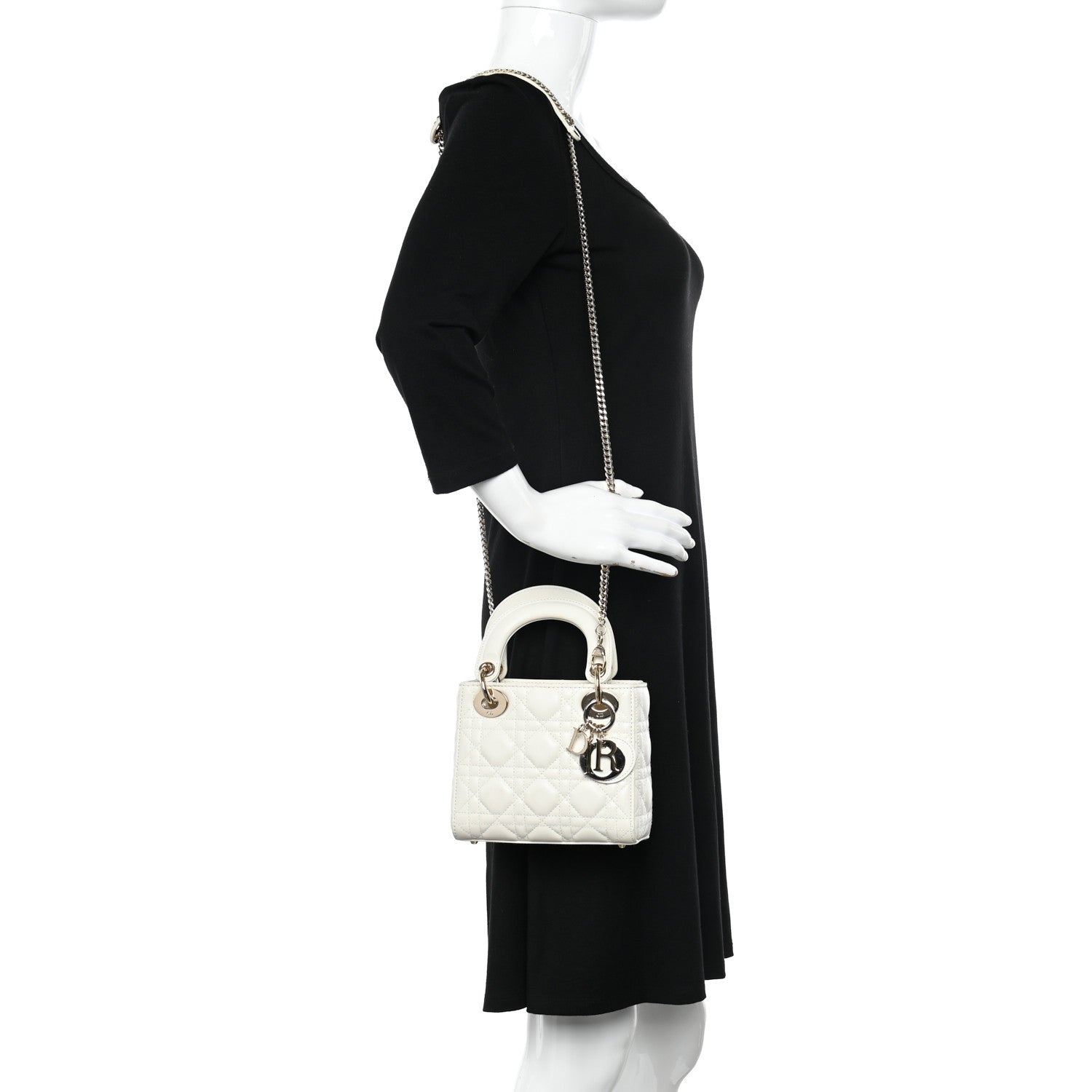 Christian Dior Lambskin Cannage Mini Lady Dior White 2 of 9