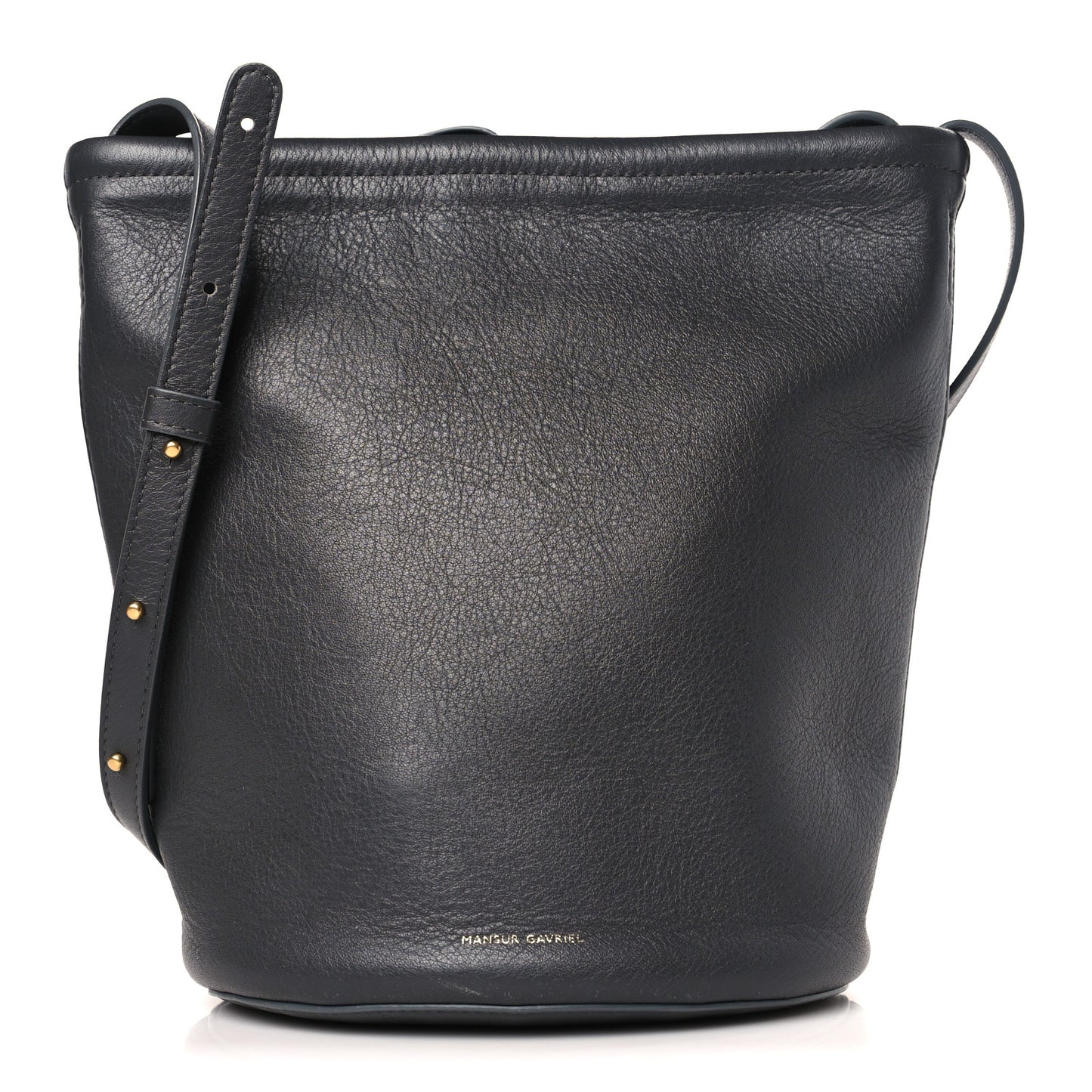 Pebbled Calfskin Zip Bucket Bag Aglio