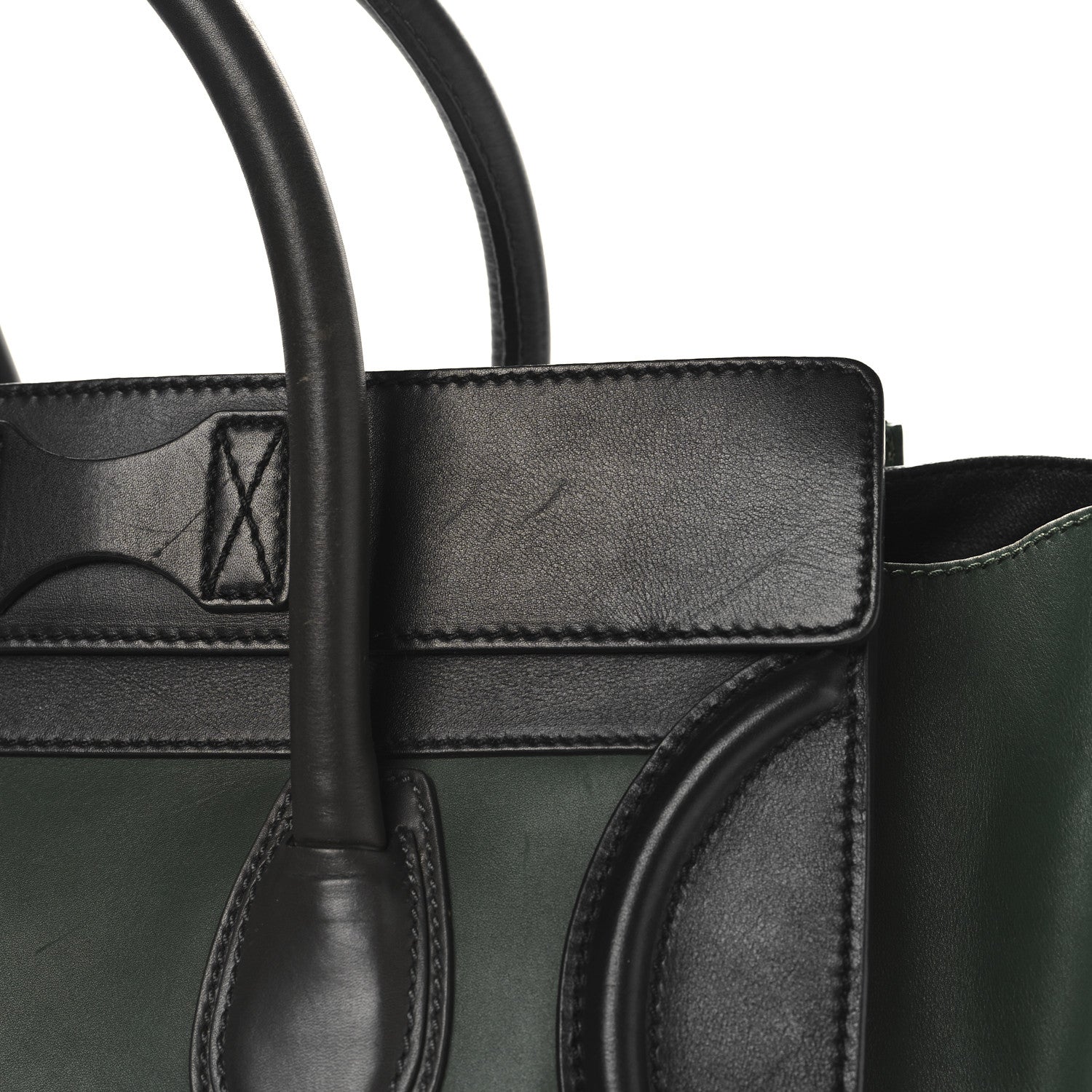 Celine Smooth Calfskin Mini Bi-Color Luggage Forest Black 13 of 14