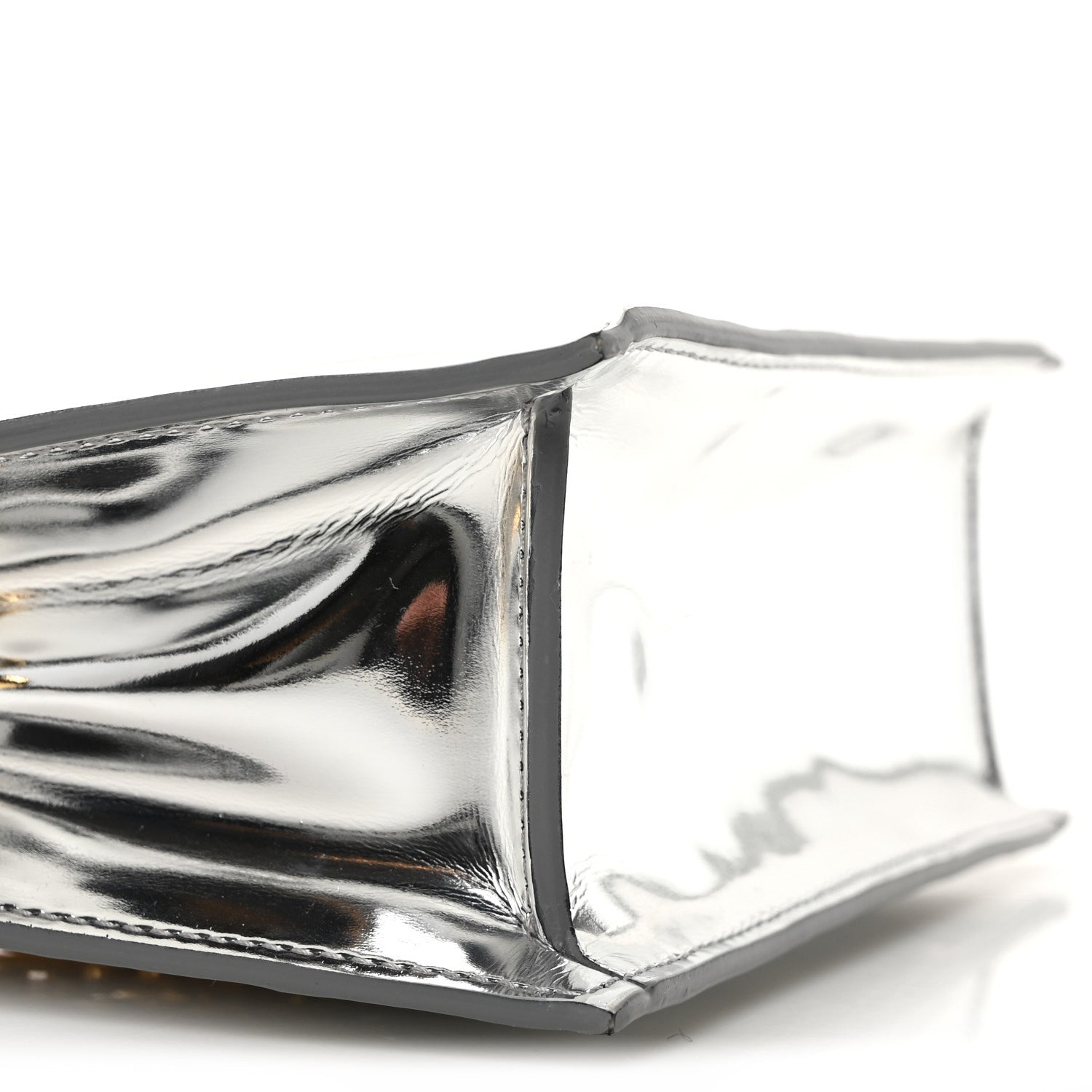 Jacquemus Metallic Patent Calfskin La Pochette Rond Carre Bag Silver 8 of 10