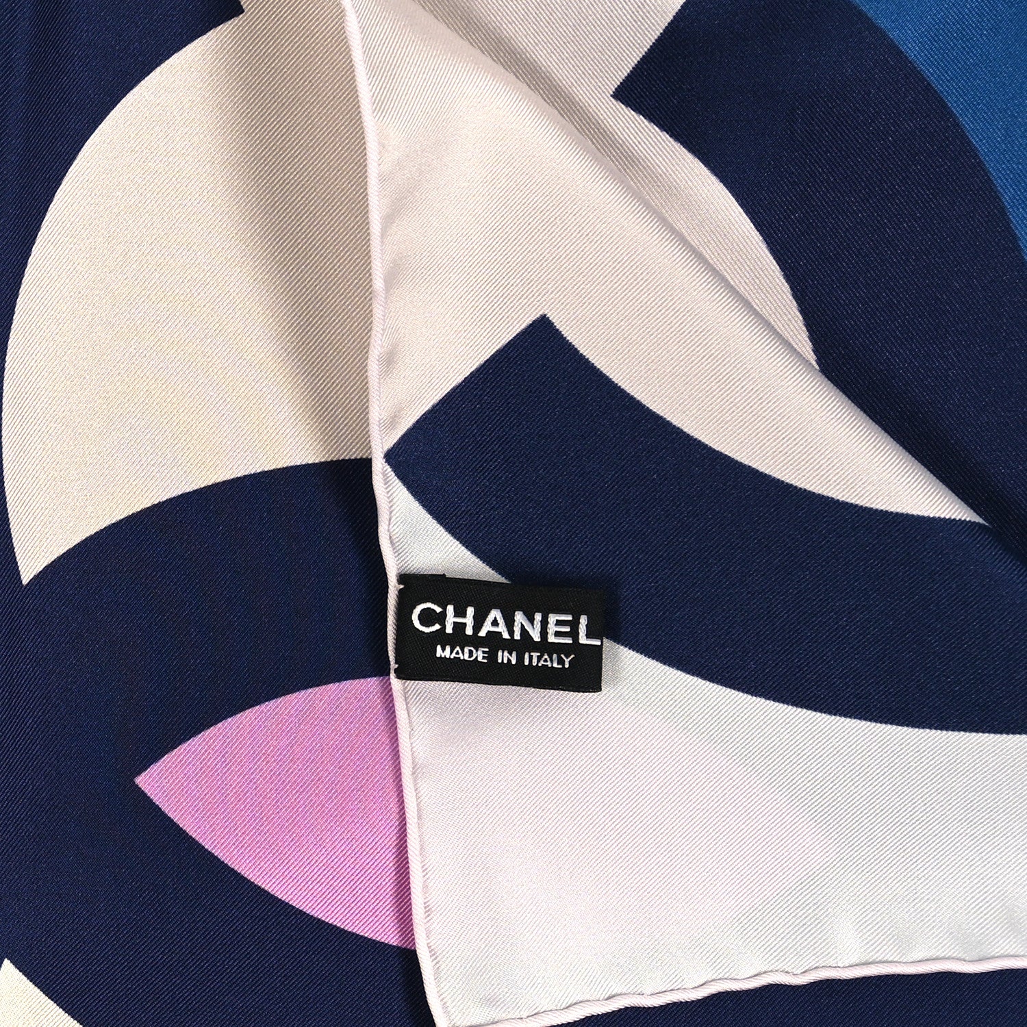 Chanel Silk CC Square Scarf Blue Pink 3 of 3