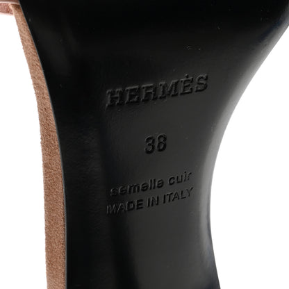 Hermes Suede Goatskin Crystal Joy 105 Sandals 39 Nude 7 of 9