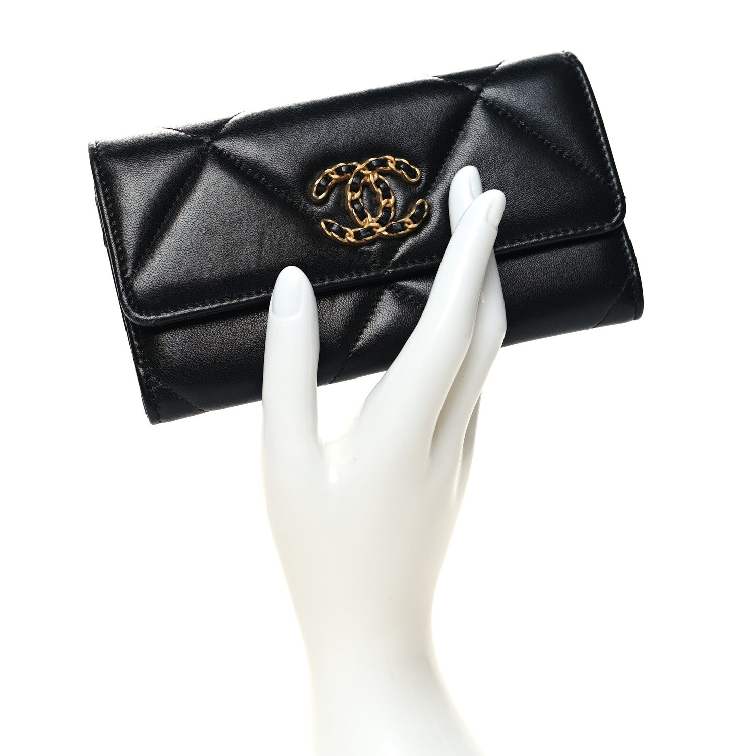 Chanel Lambskin Quilted Chanel 19 Flap Wallet Black 2 of 9