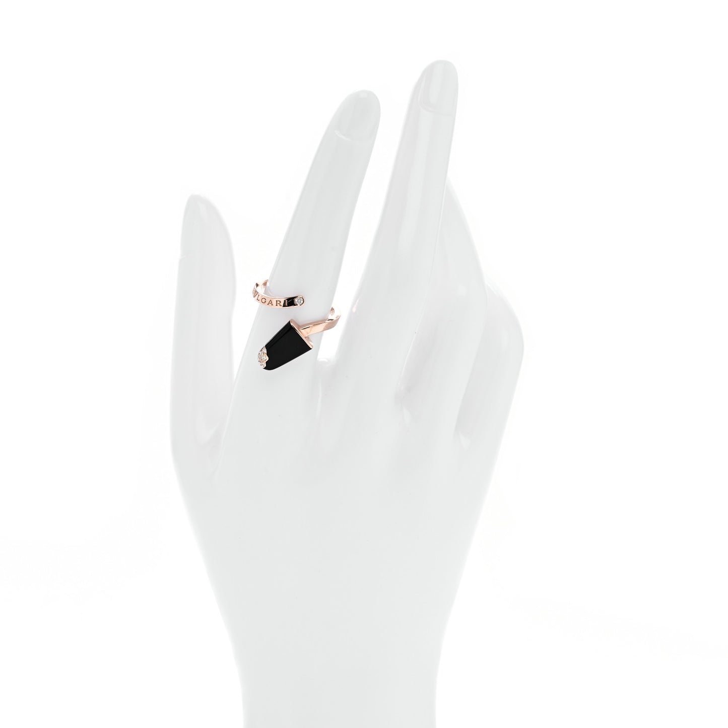 18K Rose Gold Black Onyx Diamond Gelati Ring 55 7.25