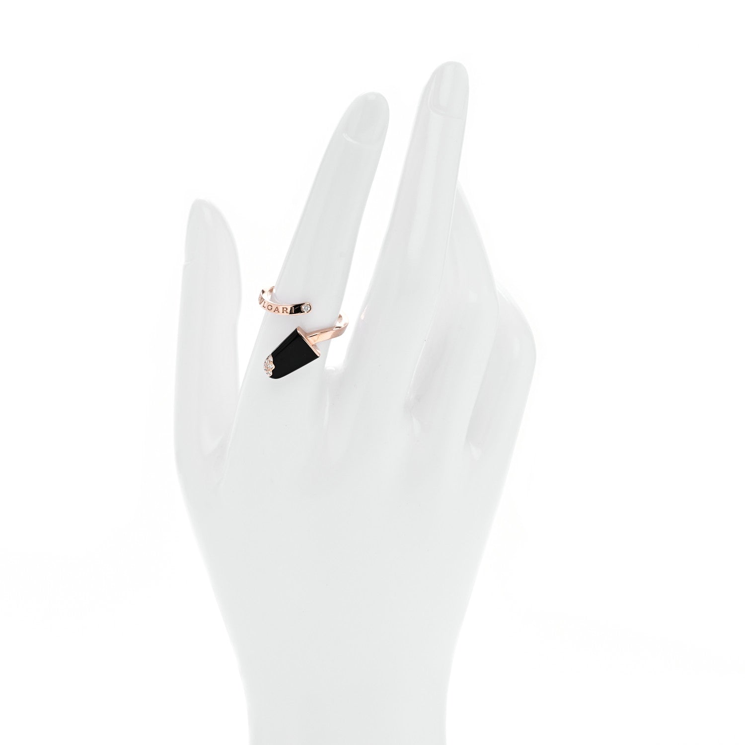 Bulgari 18K Rose Gold Black Onyx Diamond Gelati Ring 55 7.25 2 of 5