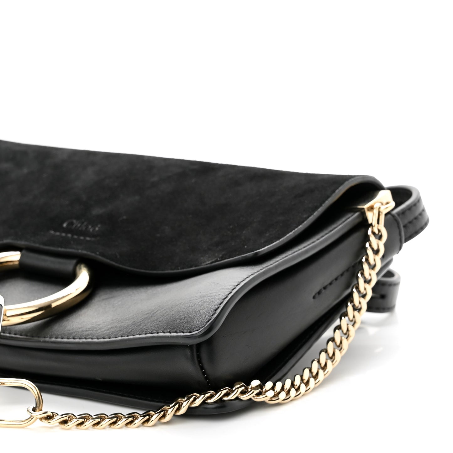 Suede Calfskin Small Faye Shoulder Bag Black