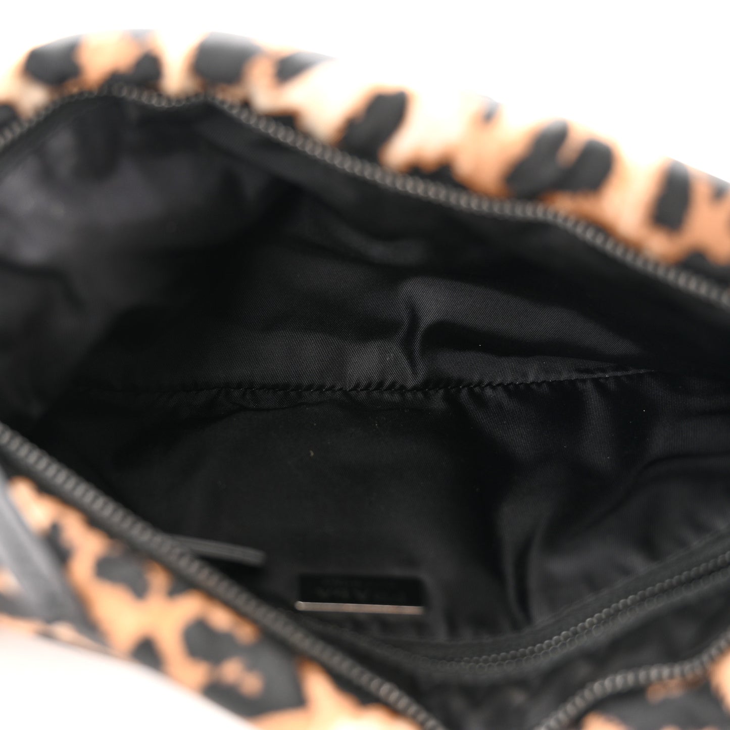Tessuto Soft Nylon Leopard Print Crossbody Avorio