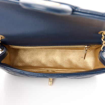 Chanel Lambskin Quilted Mini Pearl Crush Rectangular Flap Navy Blue 5 of 11