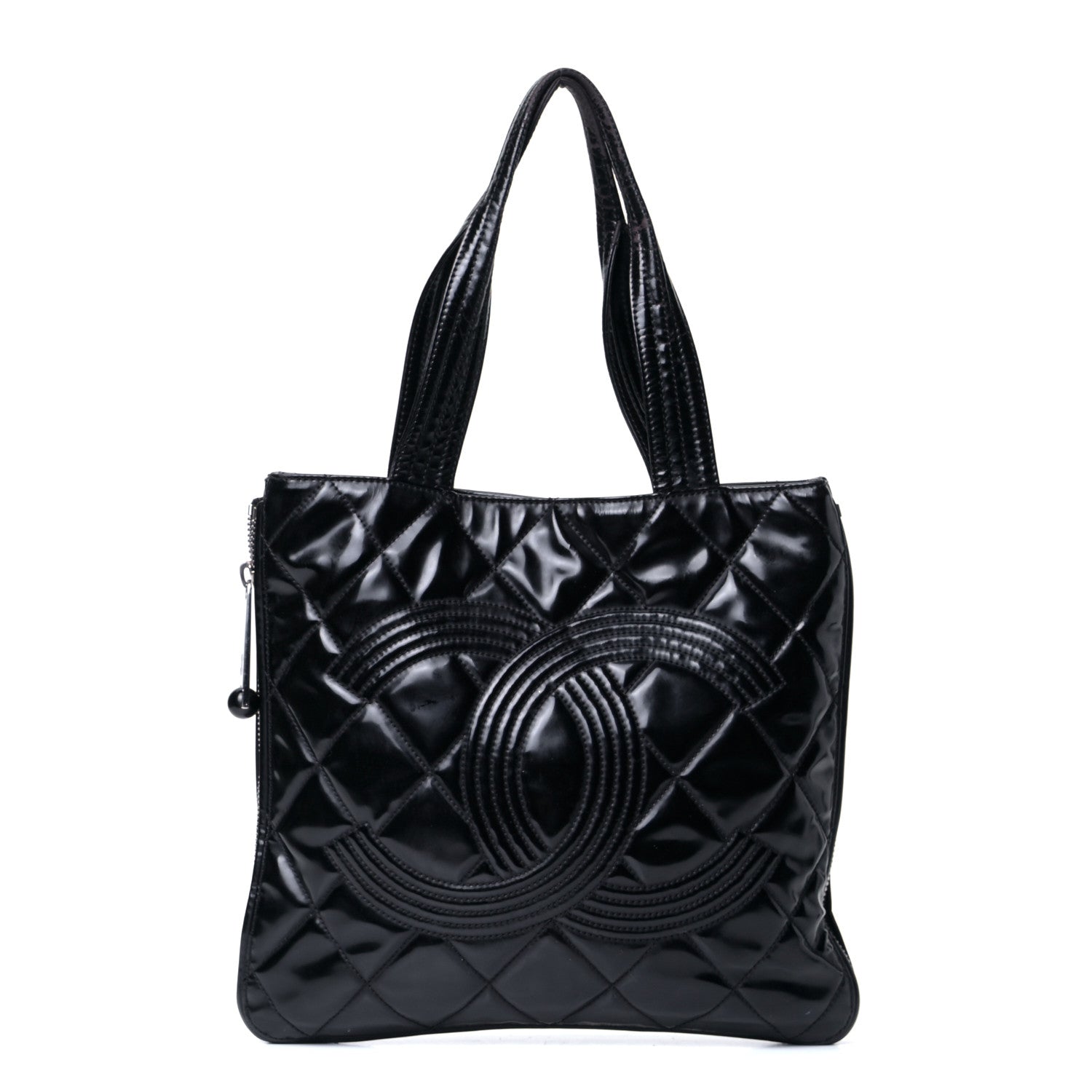 Chanel Patent Quilted Expandable CC Shoping Tote Black 1 of 5