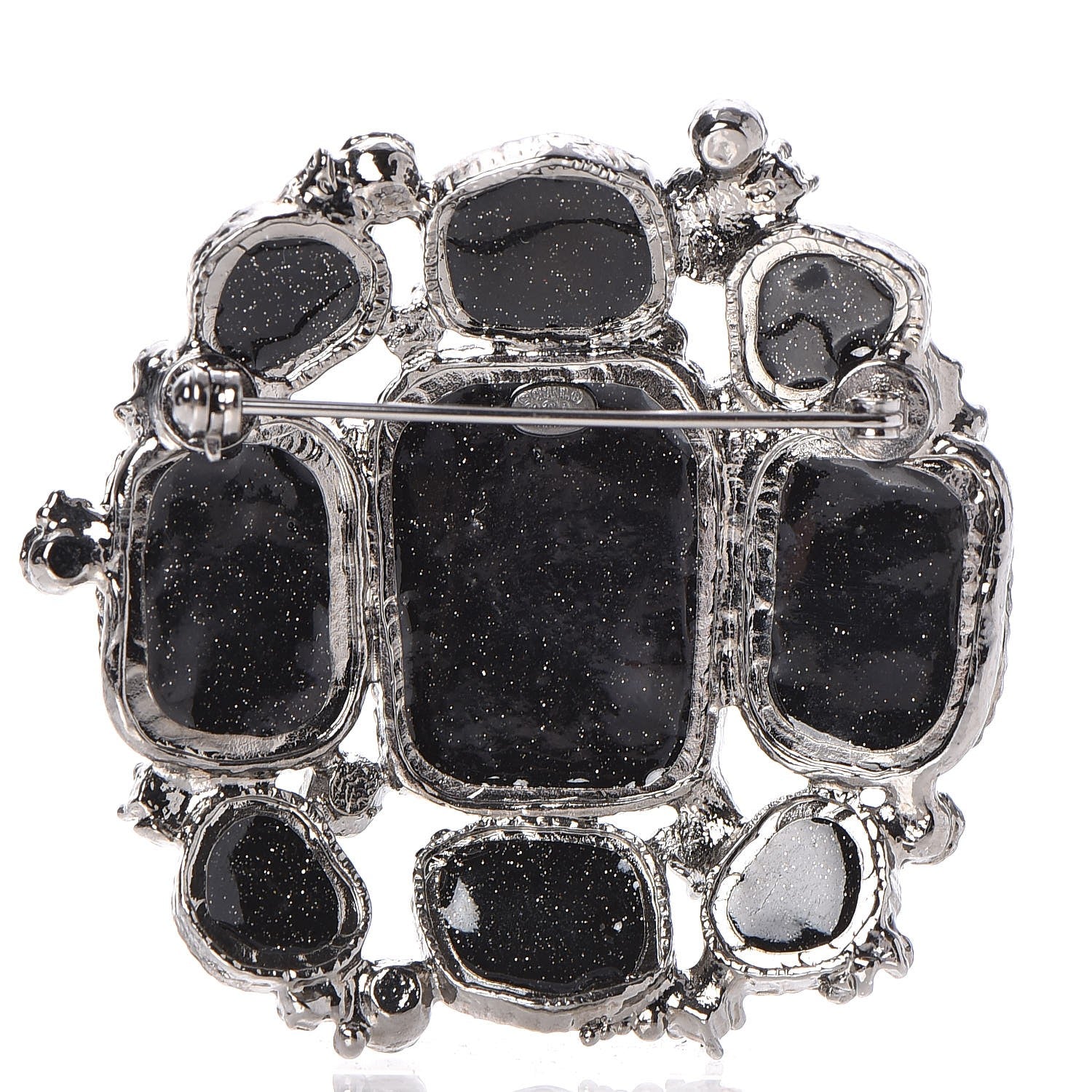 Chanel Glitter Enamel CC Brooch Black 3 of 4