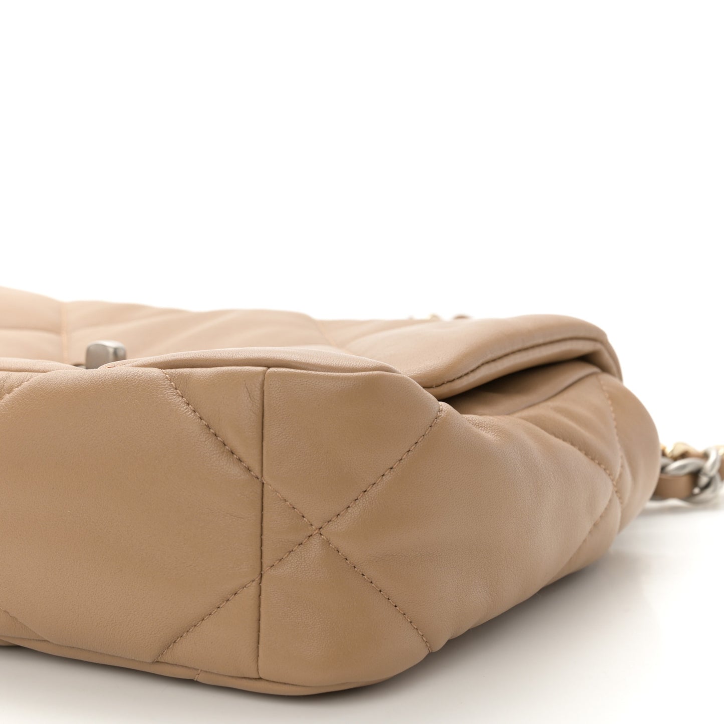 Lambskin Quilted Medium Chanel 19 Flap Dark Beige