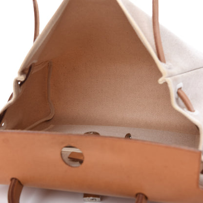 Hermes Toile Vache Calfskin Herbag 30 PM Black Natural 6 of 10